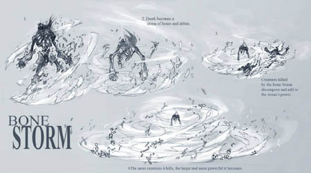 DarksidersII Death Bonestorm combat skill  concept art (Pencil)