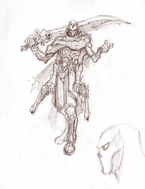 DarksidersII Death with 6 arms rejected concept art (Pencil)