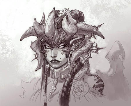 Darksiders 2: Lilith head concept art (Pencil)