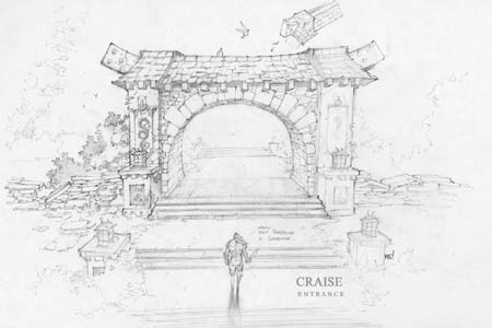 Dungeon Runners environment town Craise entrance concept art (Pencil)