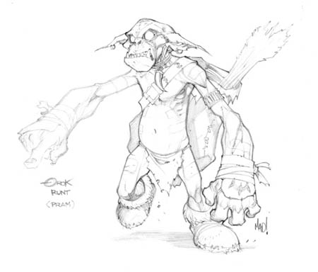 Dungeon Runners Orok Runt concept art (Pencil)