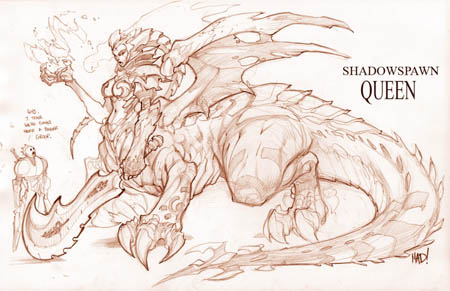 Dungeon Runners Shadowspawn queen concept art (Pencil)