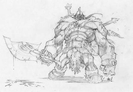 Dungeon Runners barbarian concept art (Pencil)