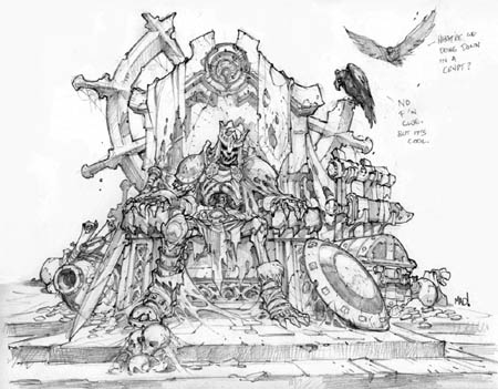 Dungeon Runners skeleton king on throne concept art