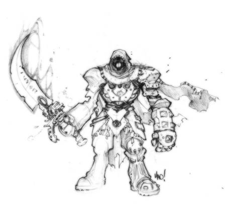 Dungeon Runners cyborg warrior concept art (Pencil)