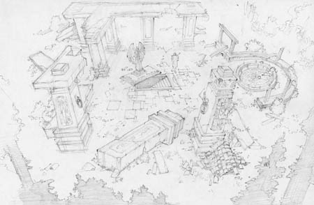 Dungeon Runners crypt entrance concept art (Pencil)