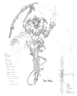 Dungeon Runners Shadowspawn dark angel concept art (Pencil)