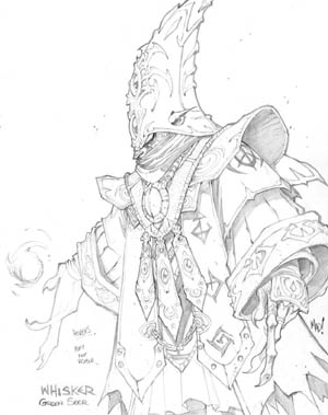 Dungeon Runners whisker green seer concept art (Pencil)