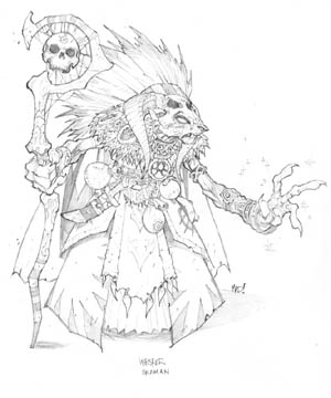 Dungeon Runners whisker shaman concept art (Pencil)