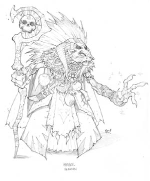 Dungeon Runners whisker shaman concept art (Pencil)