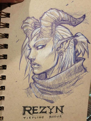 Dungeons and Dragons Rezyn portrait sketch
