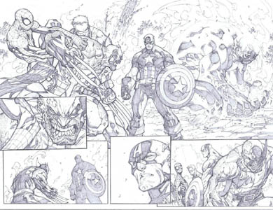 Savage Wolverine issue #6 double page 6 and page 7 (Pencil)