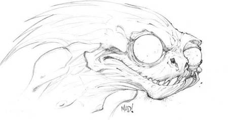 DragonKind creepy monster head concept art (Pencil)