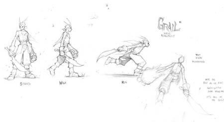 DragonKind Grail basic movement concept art (Pencil)