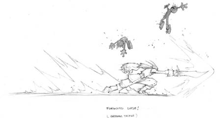 DragonKind Grail forward dash attack concept art (Pencil)