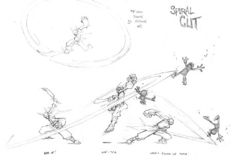 DragonKind Grail spiral cut attack concept art (Pencil)