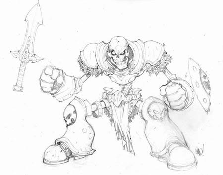 DragonKind skeleton warrior concept art (Pencil)