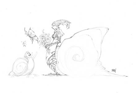 DragonKind snail girl concept art (Pencil)