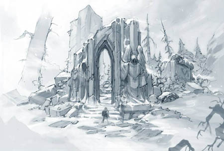 Dark Angels temple ruins concept art (Pencil)