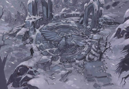 Imperial Aquila temple ruins inside view concept art