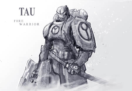 Tau fire warrior concept art (Unused) (Pencil)