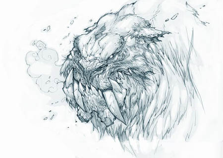 Exploration stuff: zabu like creature portrait (Unused) (Pencil)