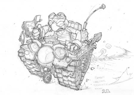 Bentley in wheelchair modification V2 concept art (Pencil)