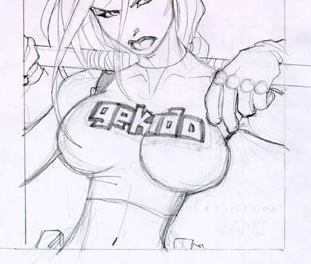 Gekido game cover research Michelle sketch