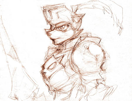 Sly Cooper knight concept art sketch