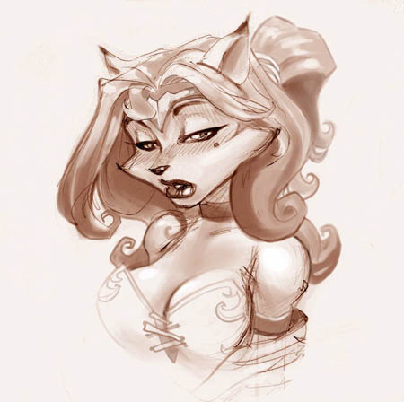 Lady Carmelita Fox concept art sketch