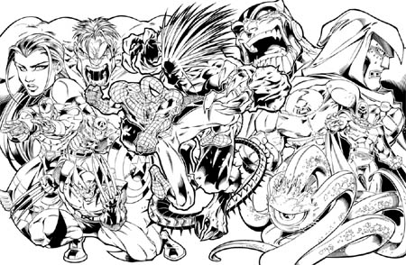 Marvel Super Heroes capcom video game cover (Ink)