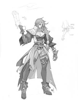 Ruined King Captain Fortune concept art (Pencil)