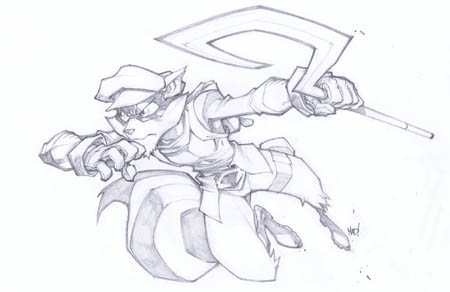 Sly Cooper in action concept art (Pencil)