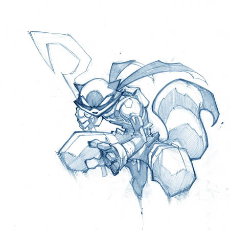 Sly Cooper jumping concept art (Pencil)