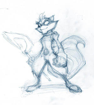 Sly Cooper standing concept art sketch