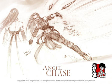 The Iron Saint Angel Chase boob action sketch ;) (Sketch)