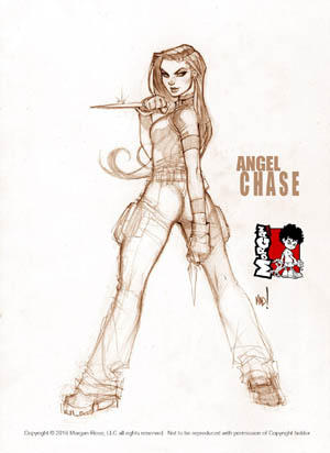 The Iron Saint Angel Chase full body sketch