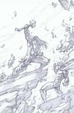 Ultimates 3 Vol3 #4 cover Thor Vs Magneto (Pencil)