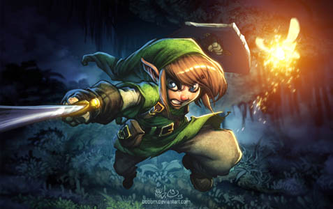 Link fanart from the video game Zelda. (Color)