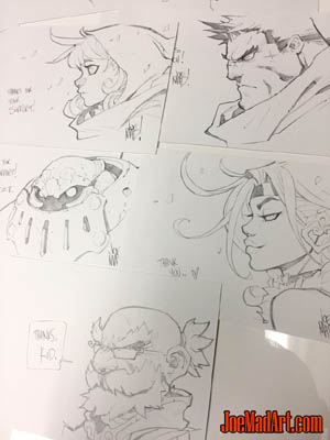 Battle Chasers Nightwar backers physical rewards: sketches set1