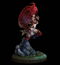 battle chasers red monika statue front view by joe madureira and Jon troy hazardous nickel ihaztoys