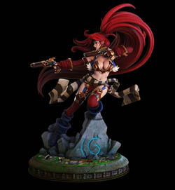 battle chasers red monika statue profile view by joe madureira and Jon troy hazardous nickel ihaztoys